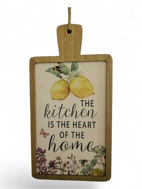 Wooden Lemon Kitchen Wall Sign - The Kitchen Is The Heart of the Home